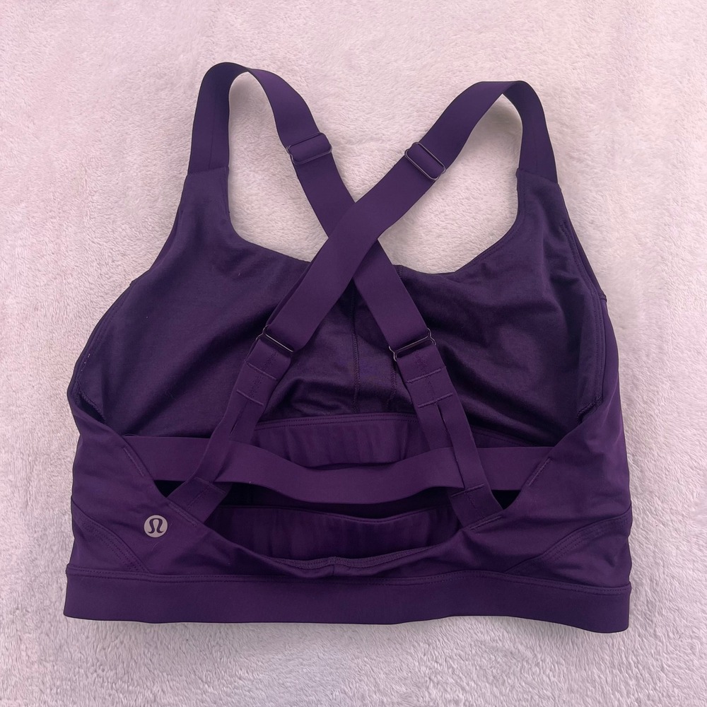 Lululemon All Powered Up Sports Bra Purple High Support Adjustable Straps Size 8 - Picture 2 of 3